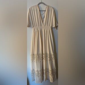 Baltic Born Vera Cream Maxi Dress with Lace Details
